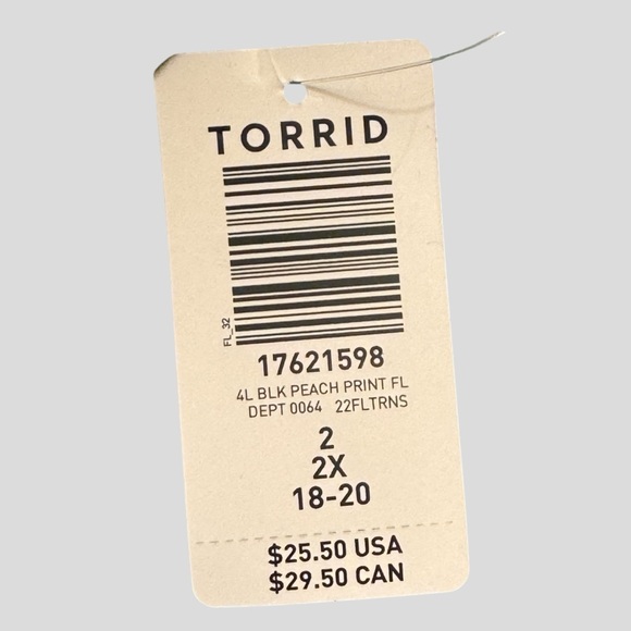 Torrid Women’s Black Leggings Peach Print Size 2X - Picture 7 of 11